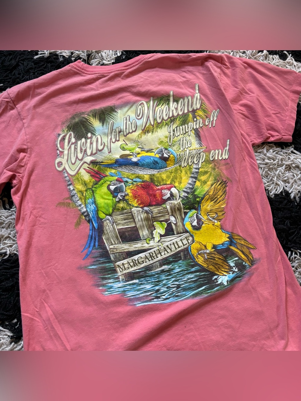 Margaritaville Las Vegas Livin for the Weekend Colorful Graphic Logo Tshirt